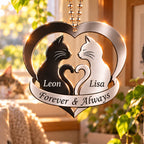 Personalized Names Furever in Love Cat Ornament - Sweet Gift for Couples