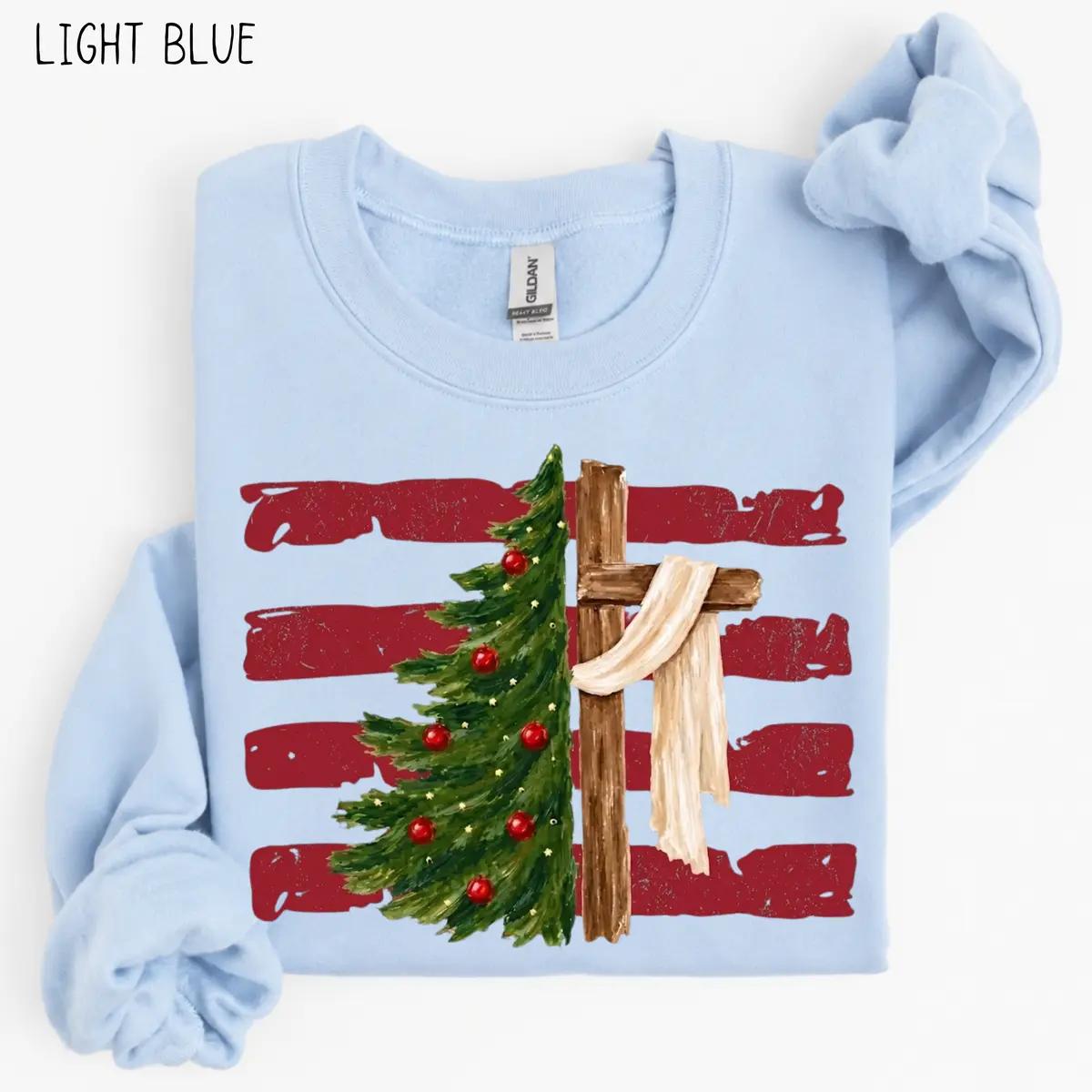 Christian Christmas Sweatshirt, Christmas Tree Cross Crewneck, Faith Holiday Sweatshirt, Religious Christmas Shirt, Jesus Christmas Gift