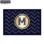 Cheveron Blue Monogram Personalized Doormat