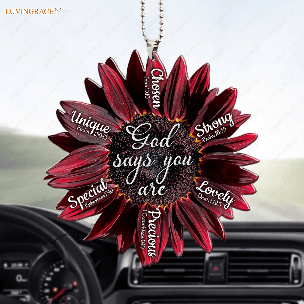 Chocolate Cherry Sunflower God Says You Are Ornament