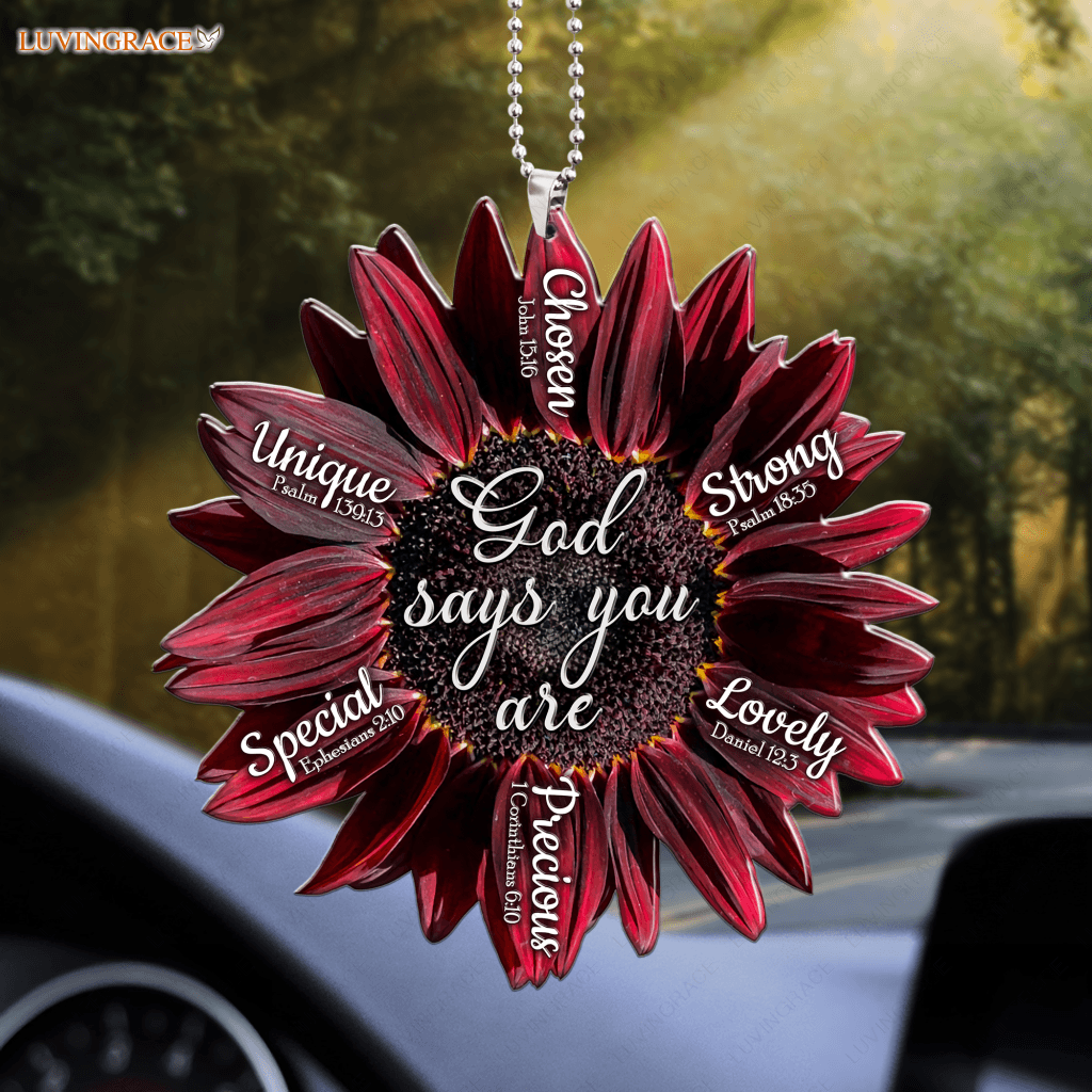 Chocolate Cherry Sunflower God Says You Are Ornament