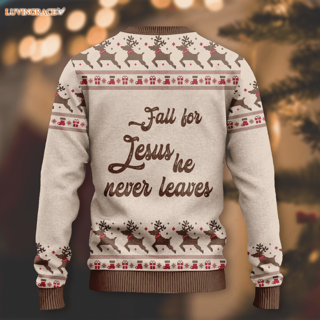 Christ God Pumpkin Maple Flower Wool Knitted Pattern Ugly Sweater Sweatshirt