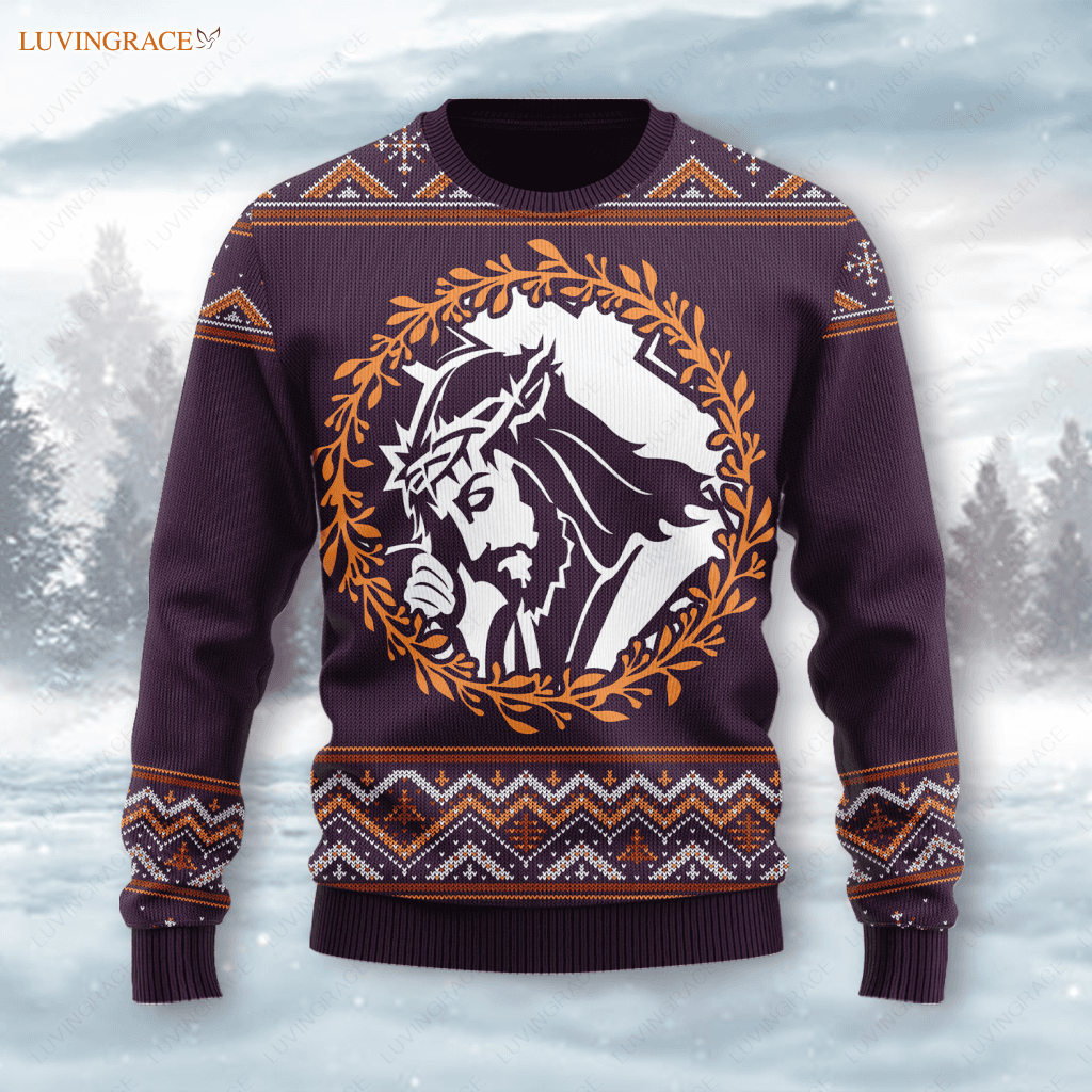 Christ God Wool Knitted Pattern Faith Hope Love Ugly Sweater S Sweatshirt