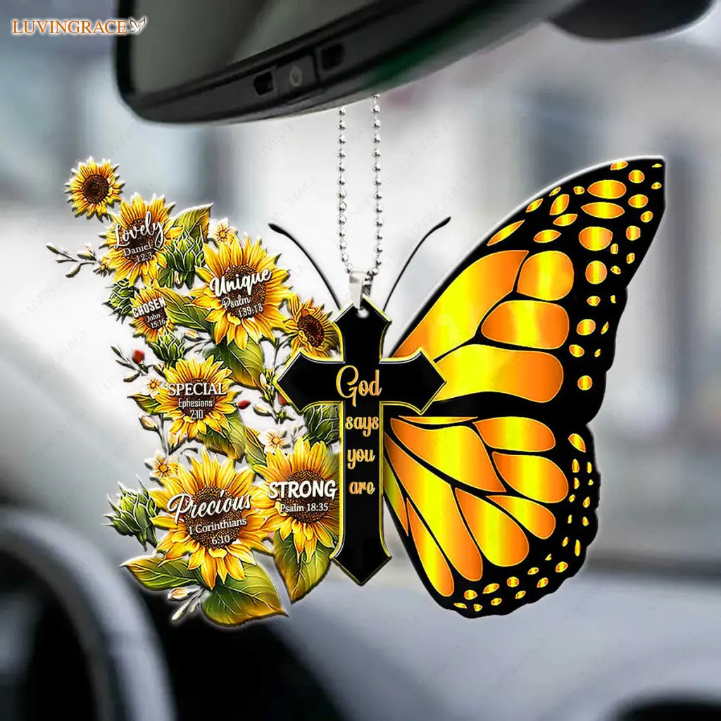 Christian Butterfly With Flower Ornament
