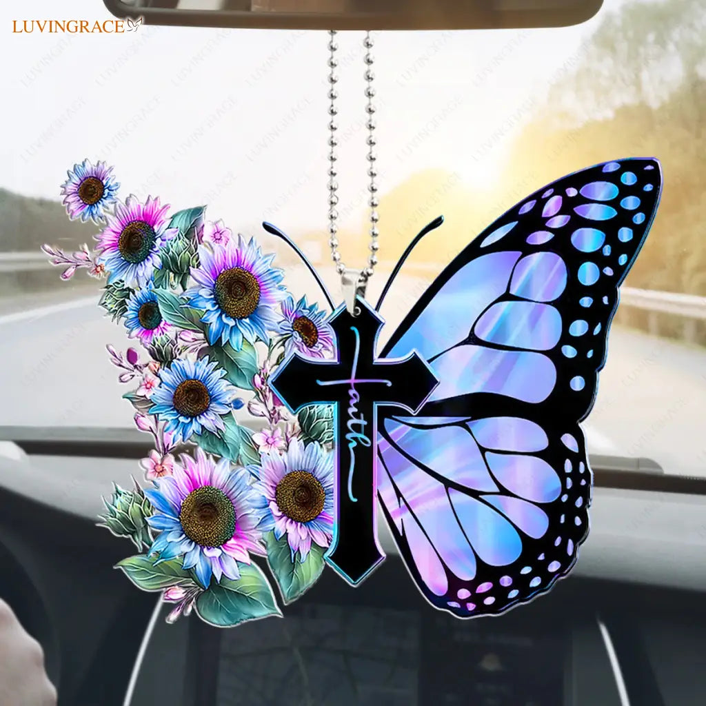 Christian Butterfly With Flower Ornament