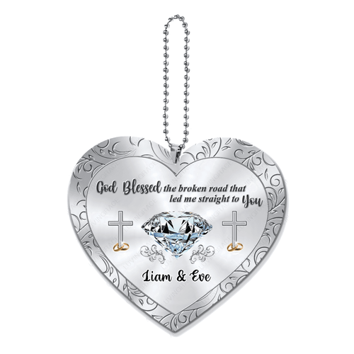 Christian Diamond Couple Rings God Blessed Personalized Ornament