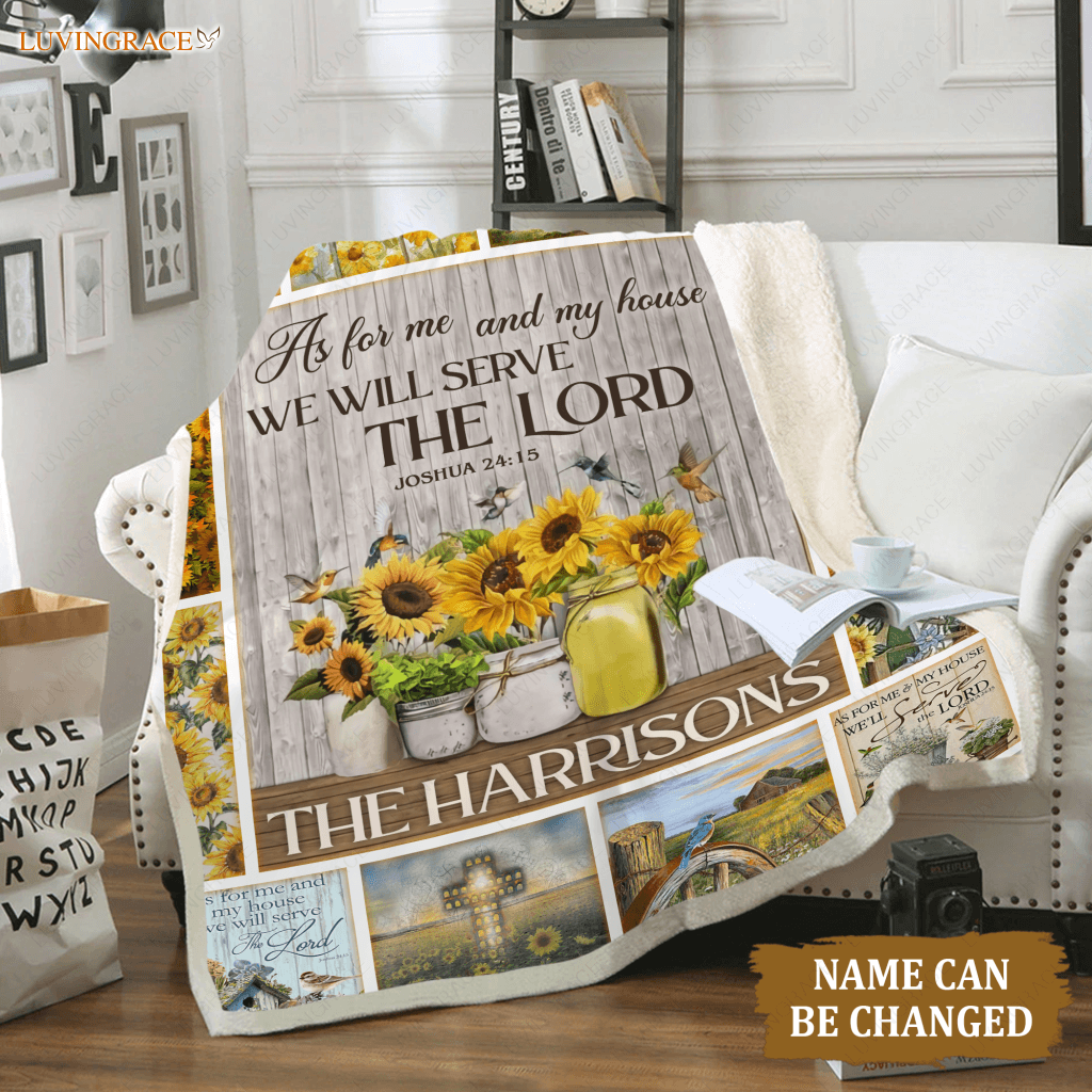 Christian Sunflower And Birds As For Me My House Personalized Blanket