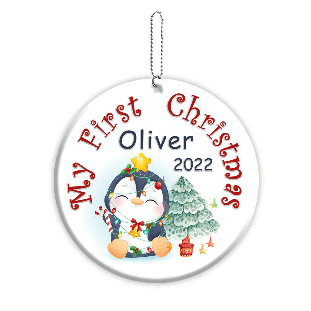 Christmas Baby Penguin First Christmas Personalized Ornament