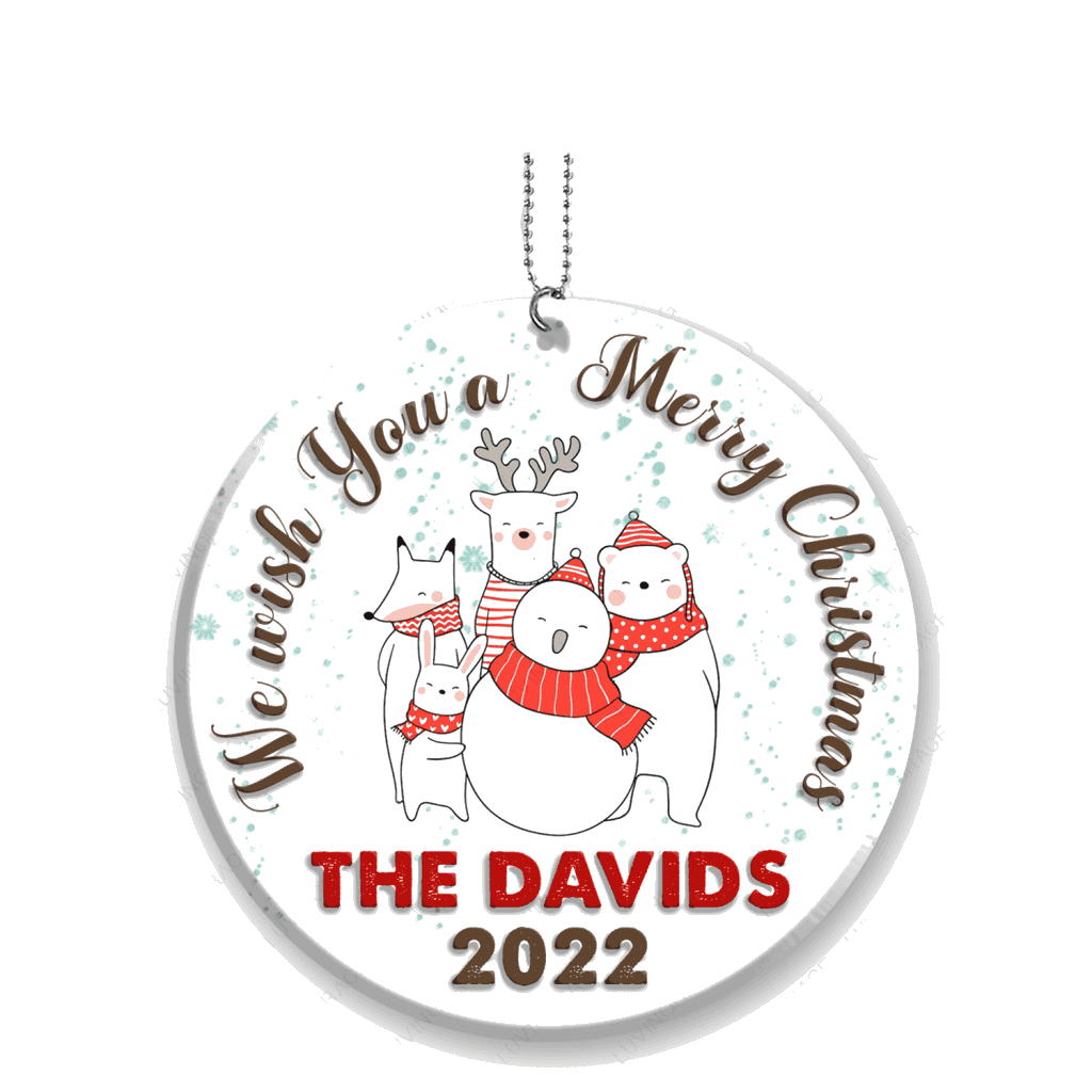 Christmas Bear Family We Wish You A Merry Christmas Personalized Ornament