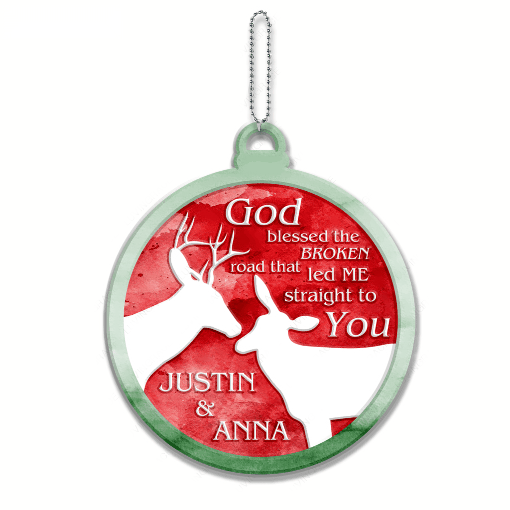 Christmas Buck And Doe God Blessed Couple Personalized Ornament