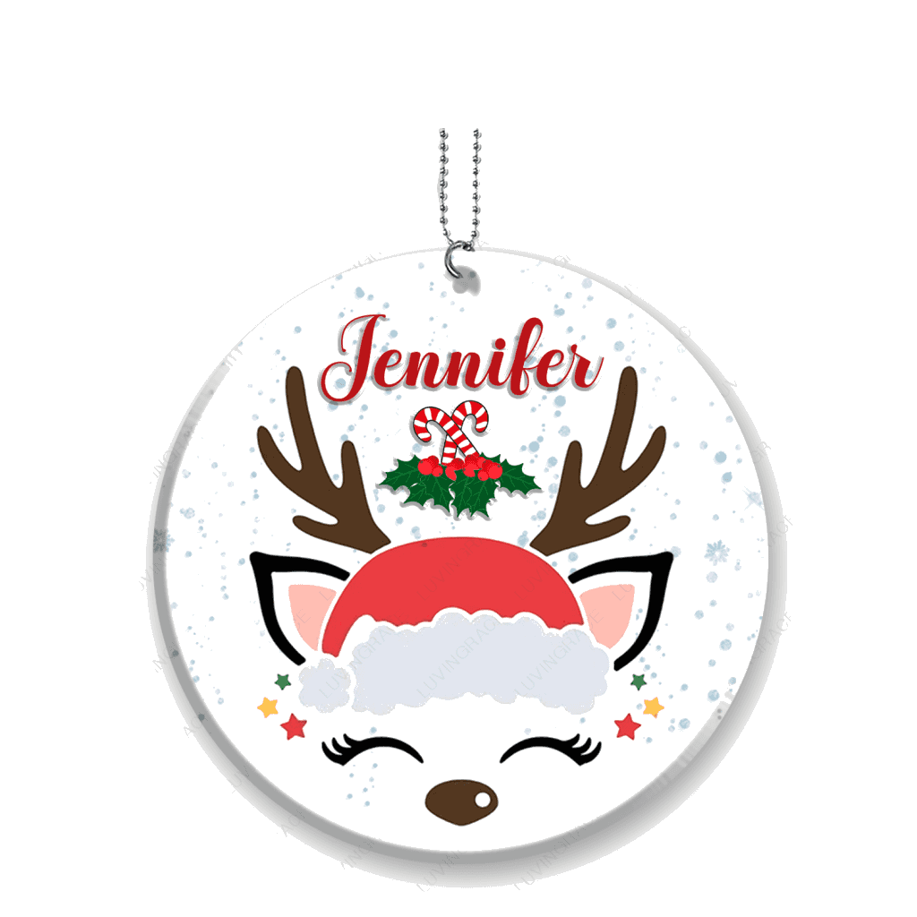 Christmas Candy Baby Antler Personalized Ornament