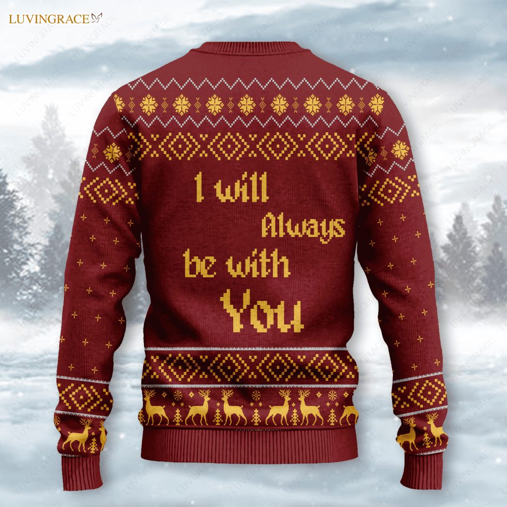 Christmas Cardinal Wool Knitted Pattern I Will Always Be With You Ugly Sweater Sweatshirt