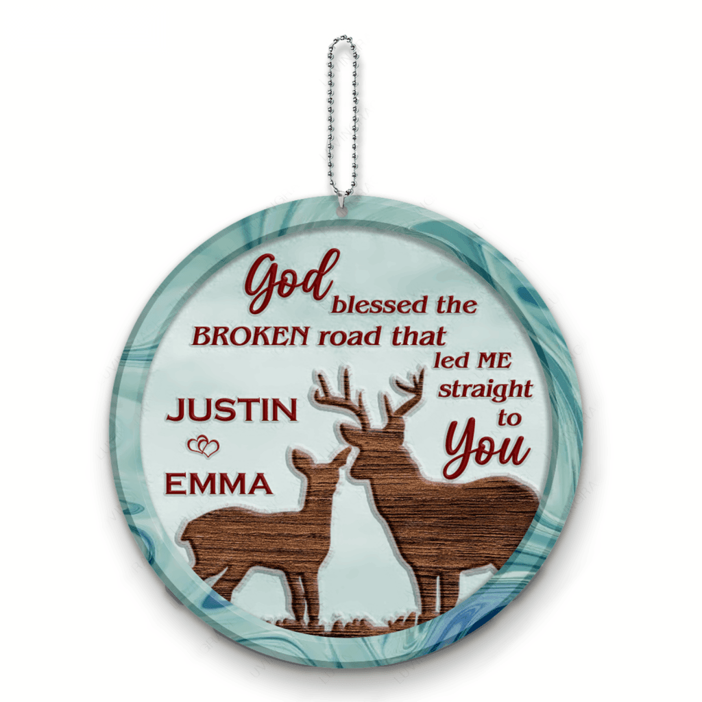 Christmas Deer Couple God Blessed Personalized Ornament