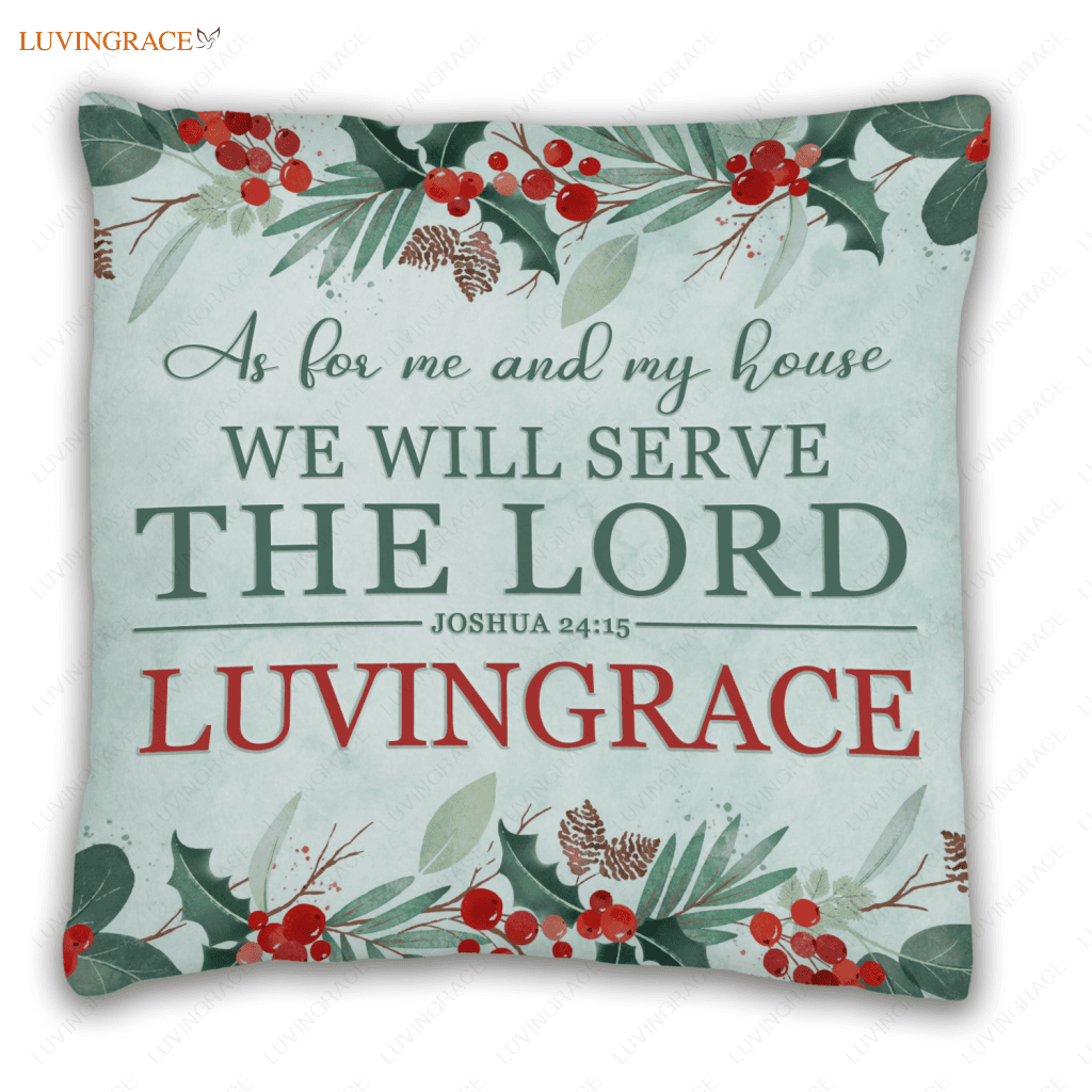 Christmas Floral As For Me And My House Personalized Pillow