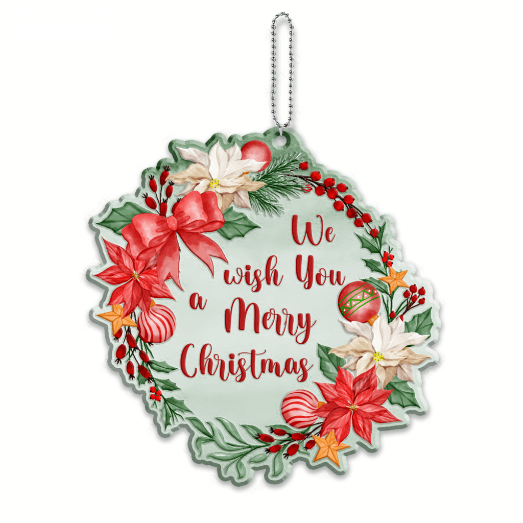 Christmas Floral Wish You A Merry Christmas Ornament