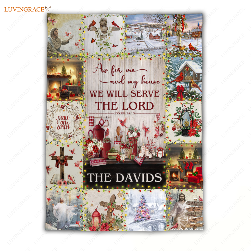Christmas Flower And Birds As For Me My House Personalized Blanket