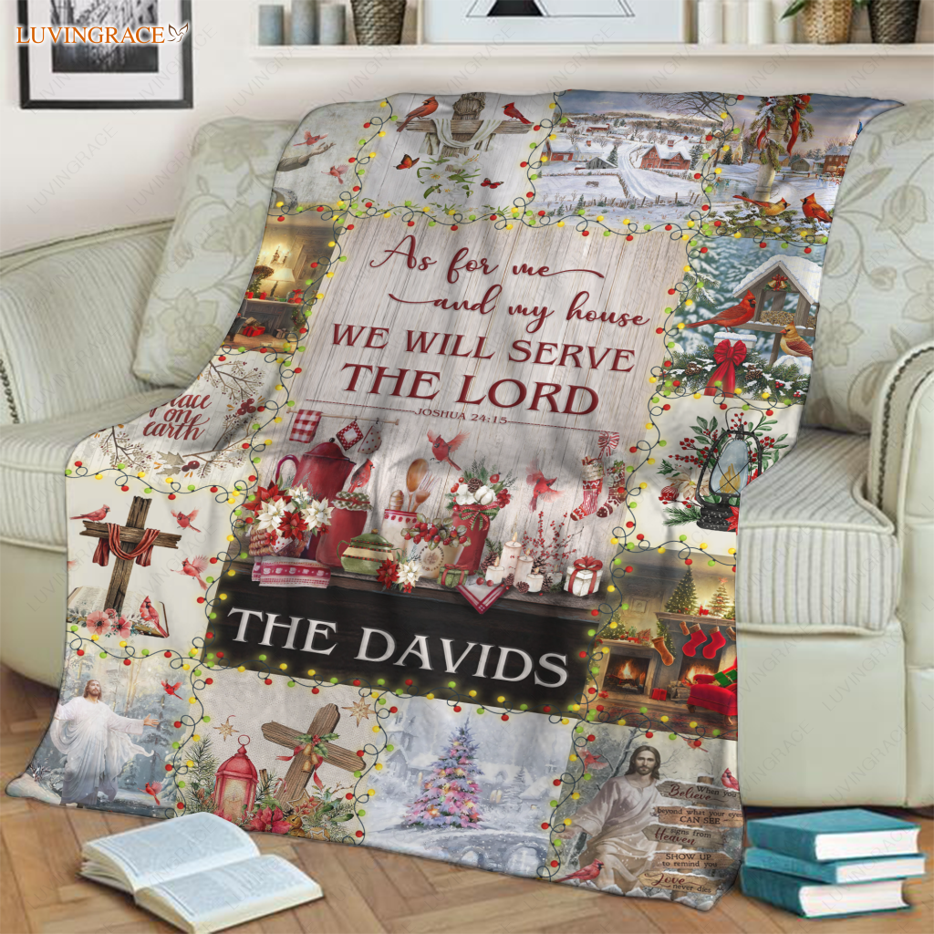 Christmas Flower And Birds As For Me My House Personalized Blanket