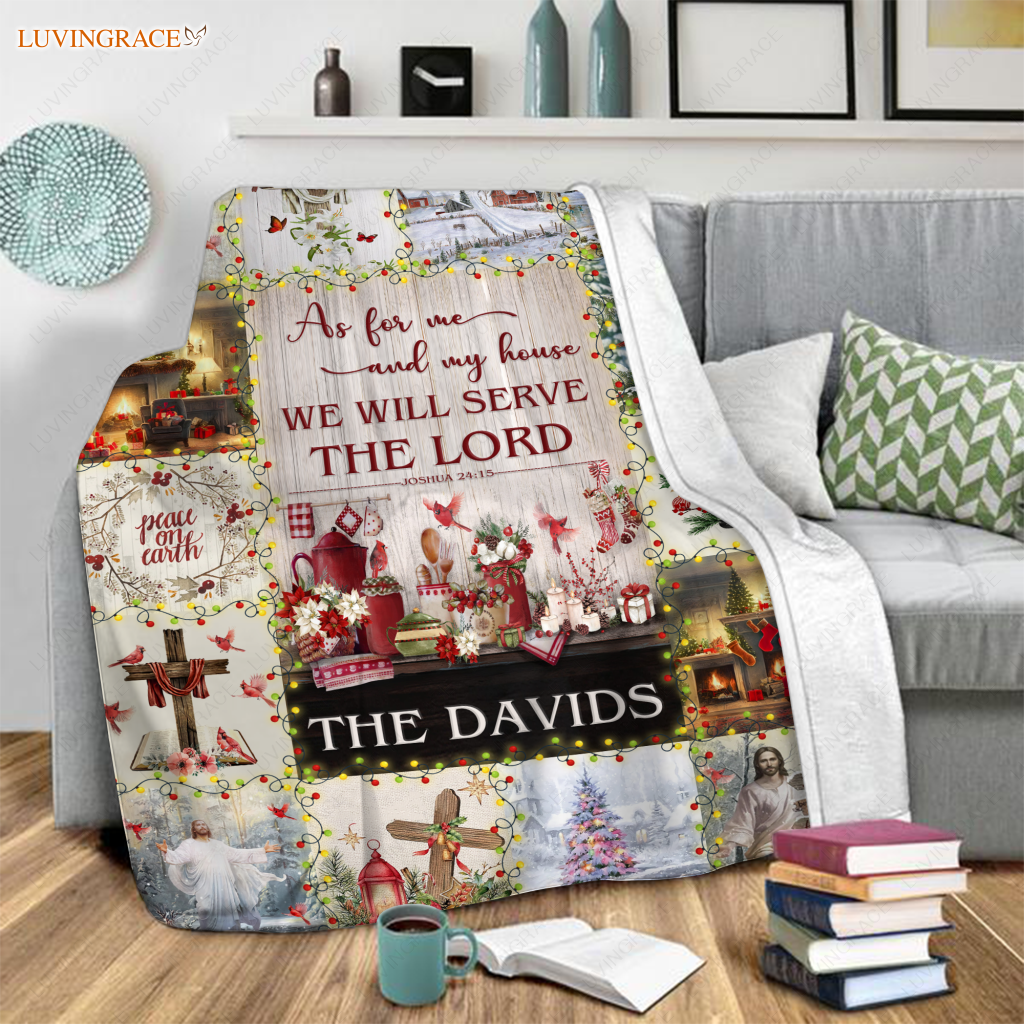 Christmas Flower And Birds As For Me My House Personalized Blanket