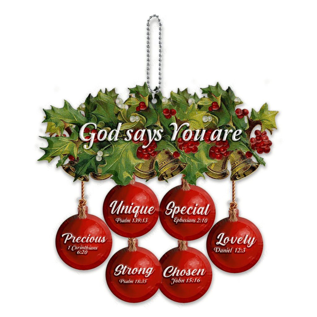 Christmas Flower Red Baubles God Says You Are Ornament