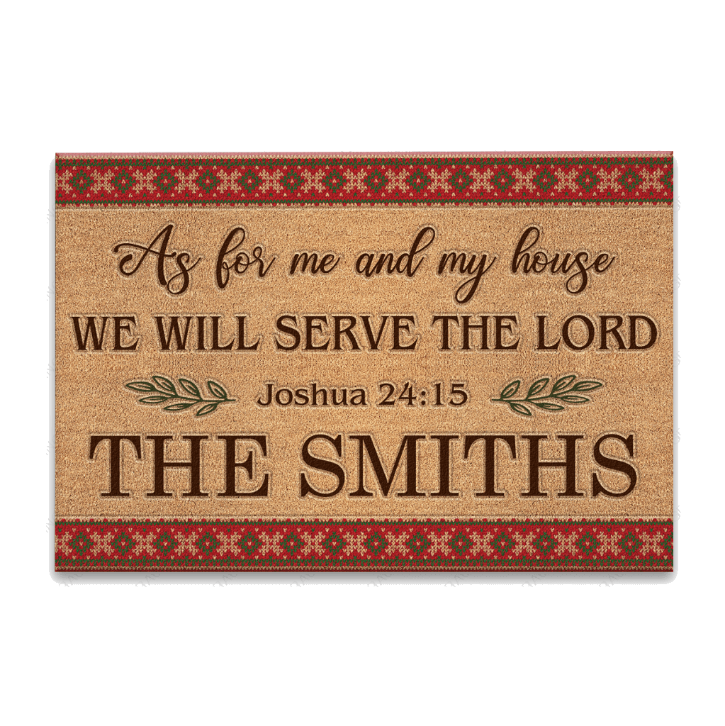 Christmas Frame As For Me And My House Personalized Doormat