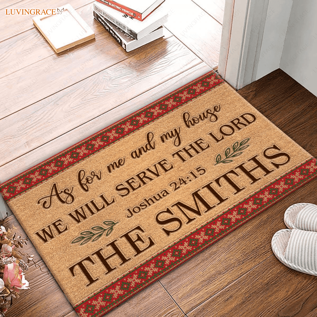 Christmas Frame As For Me And My House Personalized Doormat