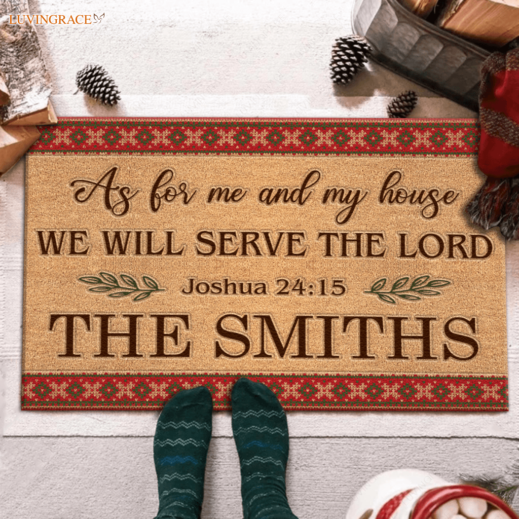 Christmas Frame As For Me And My House Personalized Doormat