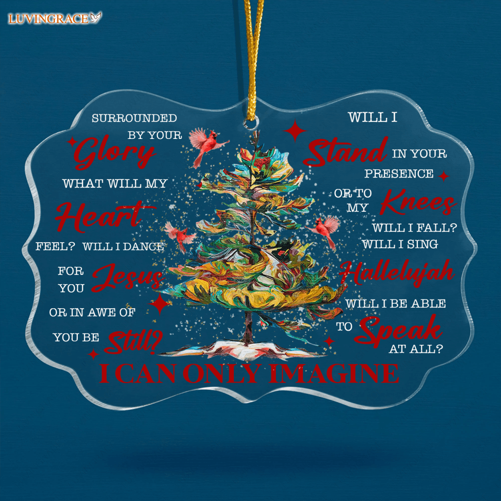 Christmas Pine And Cardinals Surrounded By Your Glory Transparent Ornament