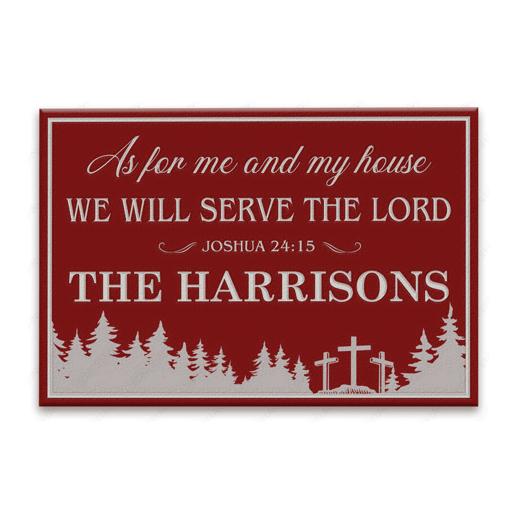 Christmas Pine Cross As For Me And My House Personalized Doormat