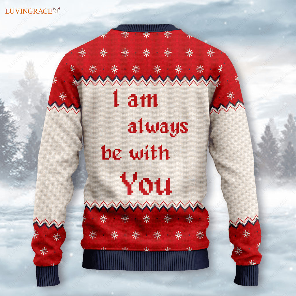 Christmas Snow Cardinal Wool Knitted Pattern I Am Always Be With You Ugly Sweater Sweatshirt