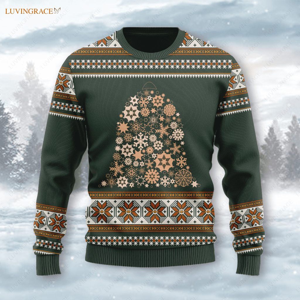 Christmas Snowflakes Bell Wool Knitted Pattern Ugly Sweater S Sweatshirt