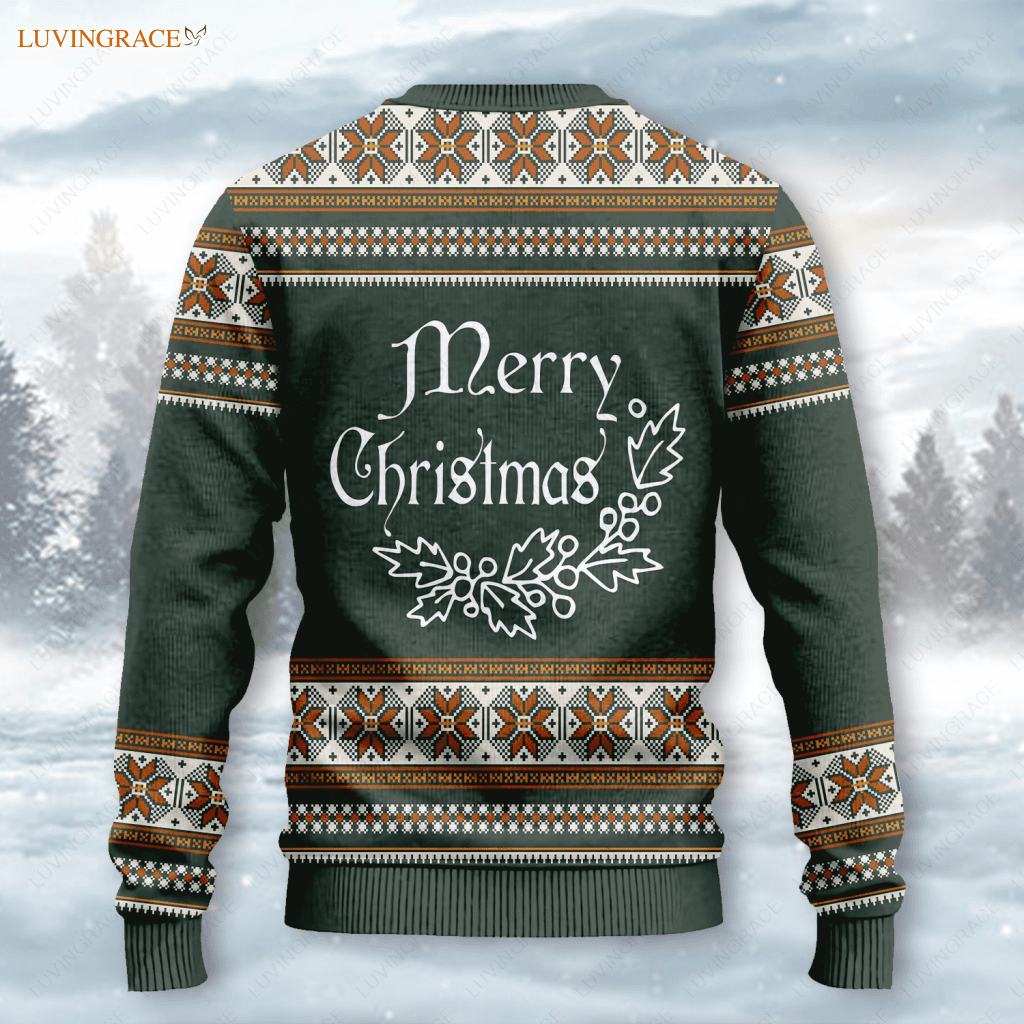 Christmas Snowflakes Bell Wool Knitted Pattern Ugly Sweater Sweatshirt