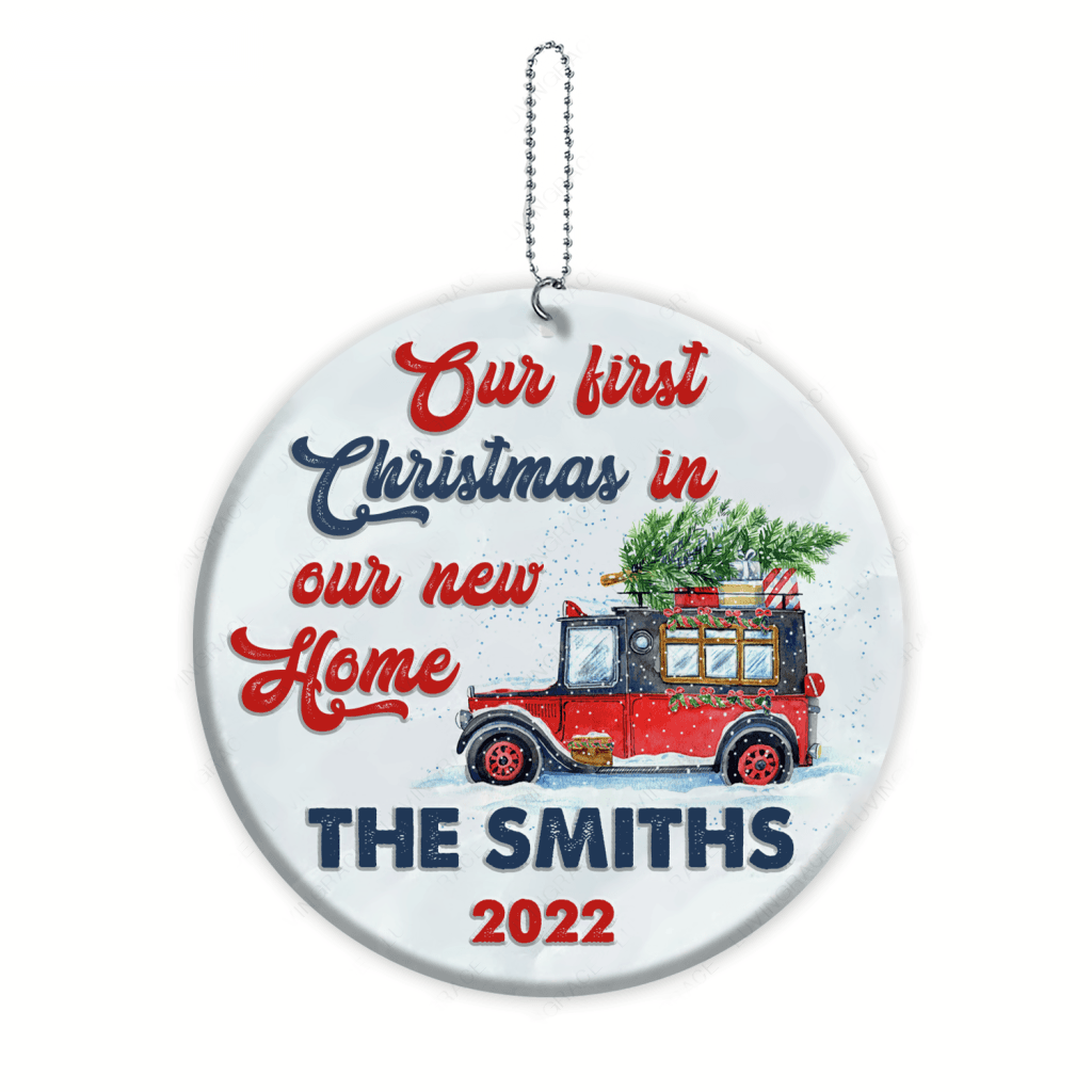 Christmas Truck Pine Gift Our First Christmas In Our New Home Personalized Ornament