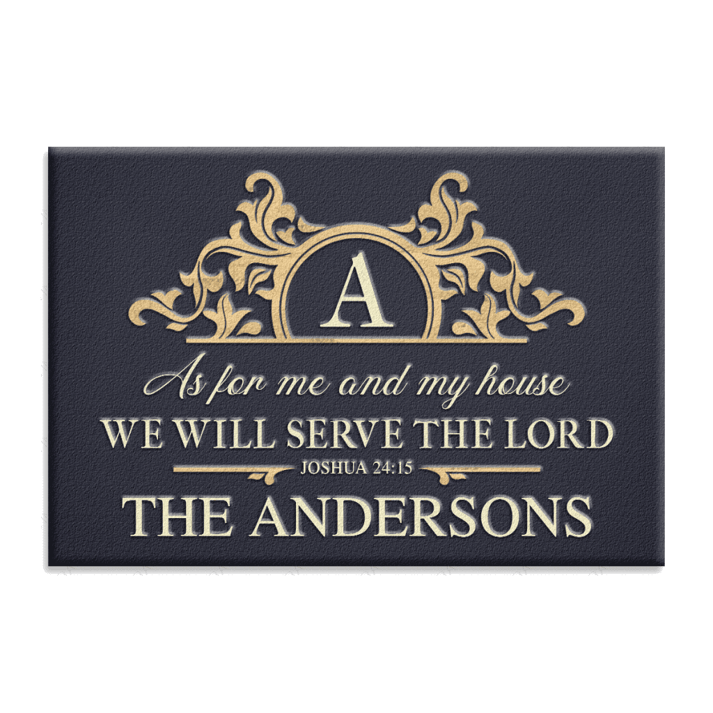Circle Monogram Frame Serve The Lord Personalized Doormat