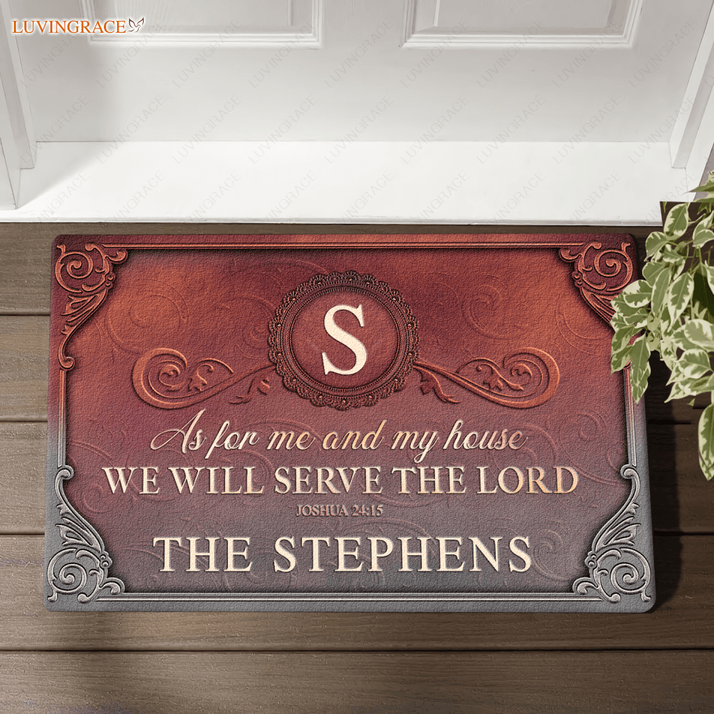 Classic Monogram Serve The Lord Personalized Doormat