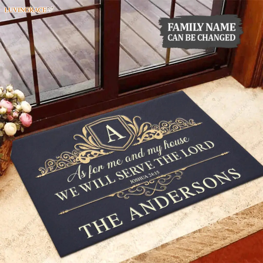 Collection Of Elegant Navy Family Home Personalized Doormat