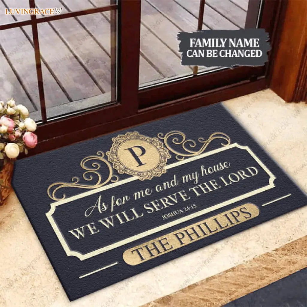 Collection Of Elegant Navy Family Home Personalized Doormat