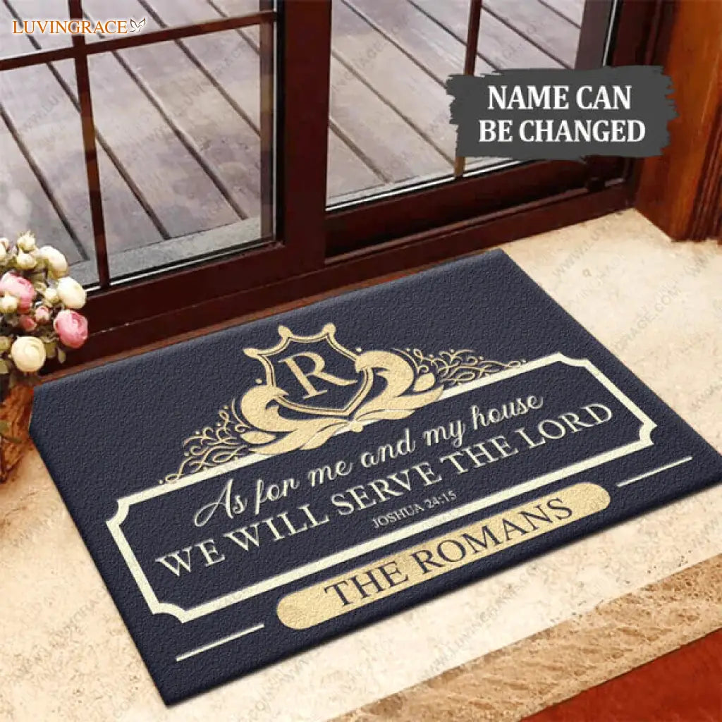 Collection Of Elegant Navy Family Home Personalized Doormat