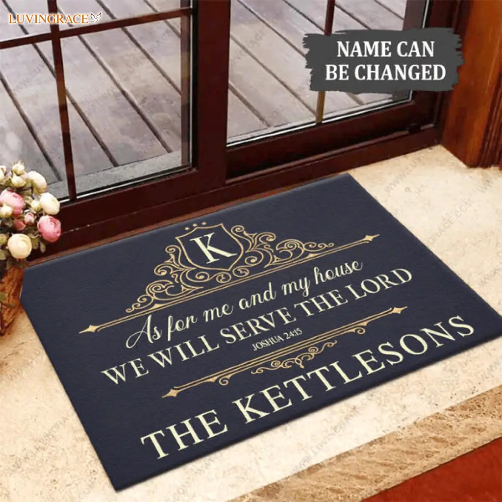 Collection Of Elegant Navy Family Home Personalized Doormat
