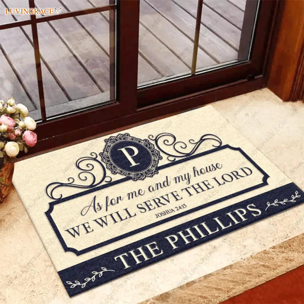 Collection Of Elegant Navy Family Home Personalized Doormat