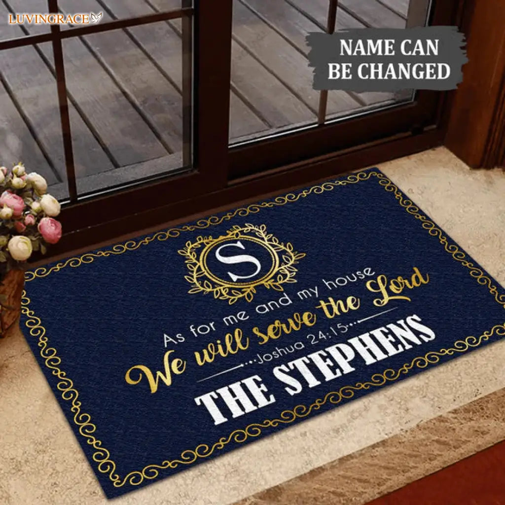 Collection Of Elegant Navy Family Home Personalized Doormat