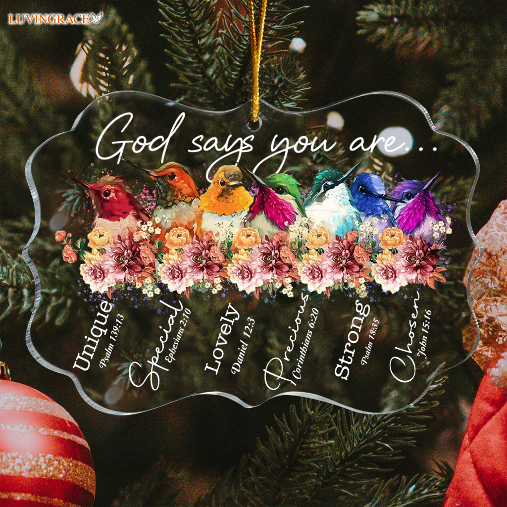 Colorful Birds And Flowers God Says You Are Transparent Ornament