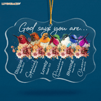 Colorful Birds And Flowers God Says You Are Transparent Ornament