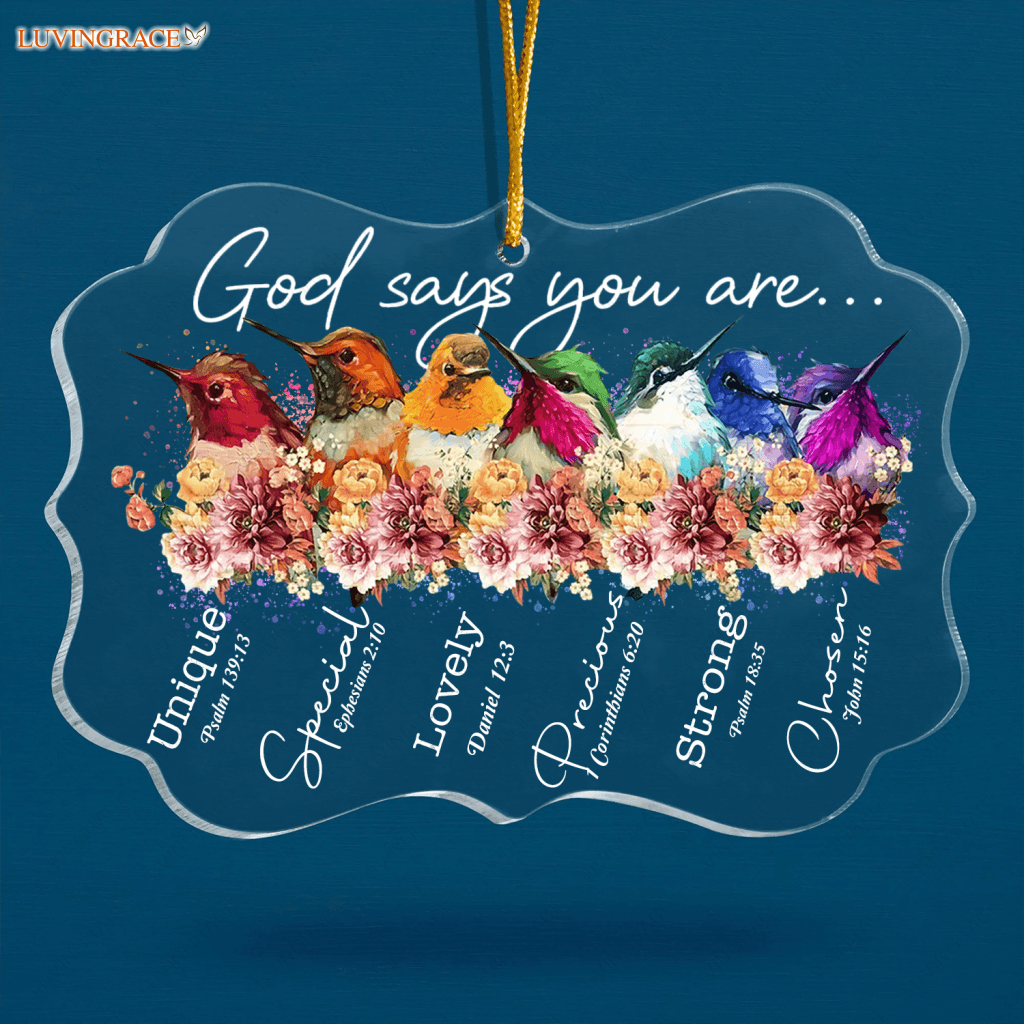 Colorful Birds And Flowers God Says You Are Transparent Ornament