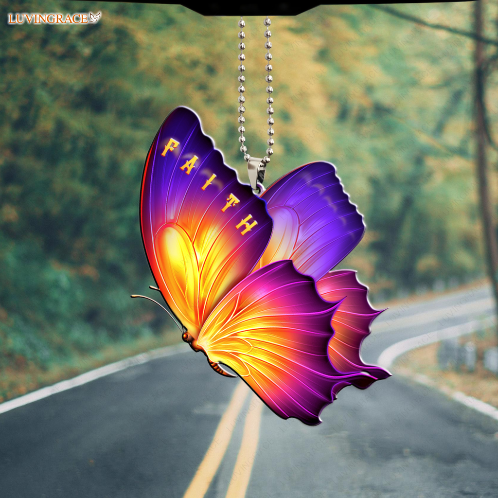 Colorful Butterfly Faith Ornament