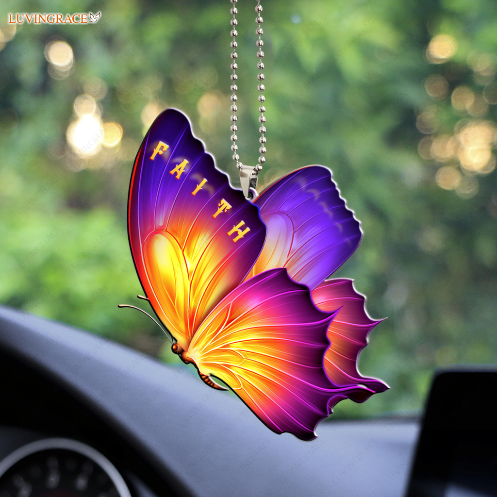 Colorful Butterfly Faith Ornament