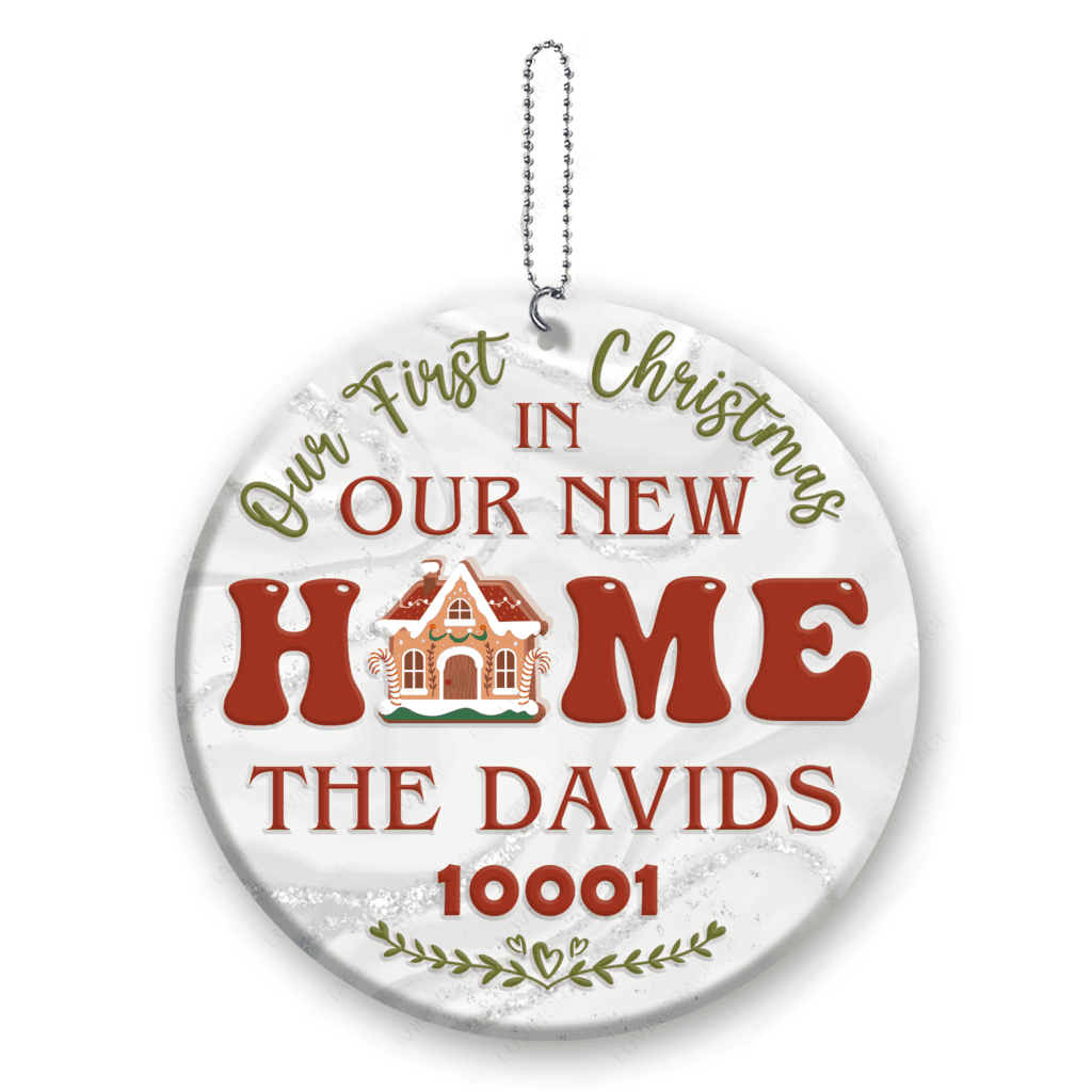 Cookie House First Christmas In New Home Family Name And Zip Code Personalized Ornament