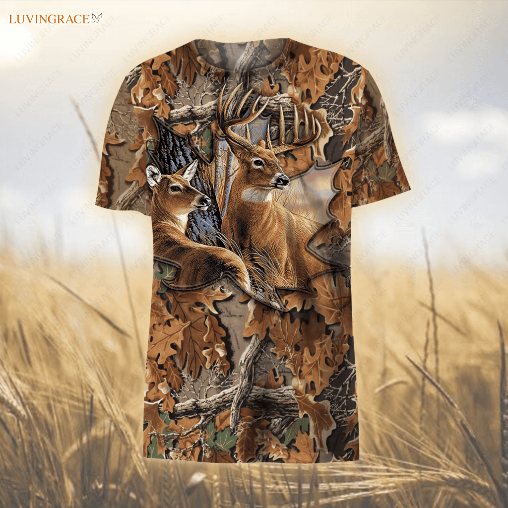 Country Love Deer God Blessed Hoodie 3D T-Shirt / S