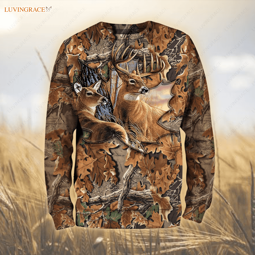 Country Love Deer God Blessed Hoodie Long Sleeve Tee / S