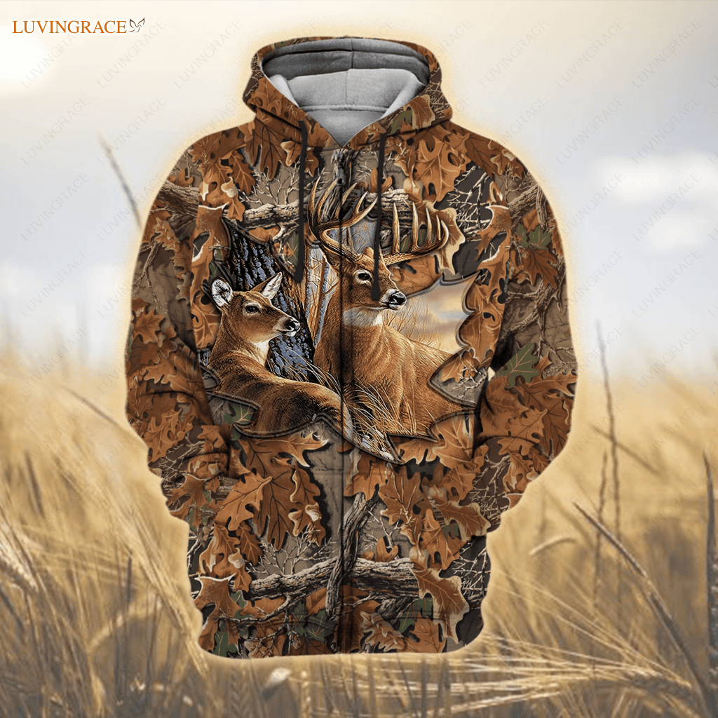 Country Love Deer God Blessed Hoodie Zipper / S