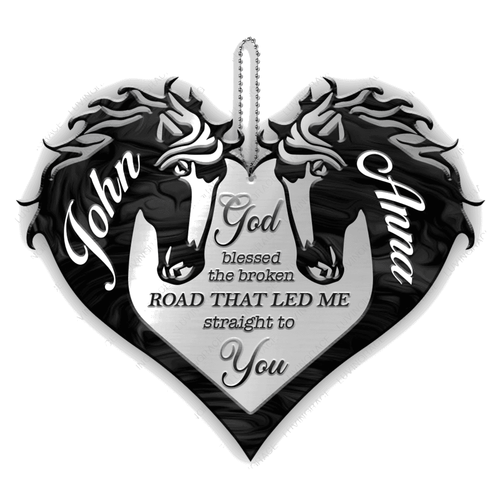 Couple Black Horse God Blessed Personalized Ornament